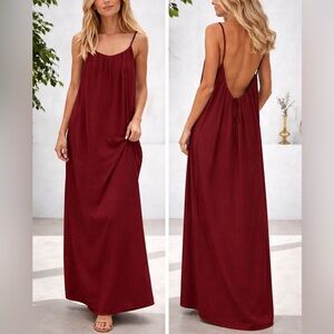Backless Burgundy Maxi Dress